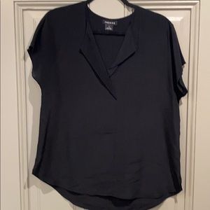 Trouve shirt sleeve silk black blouse